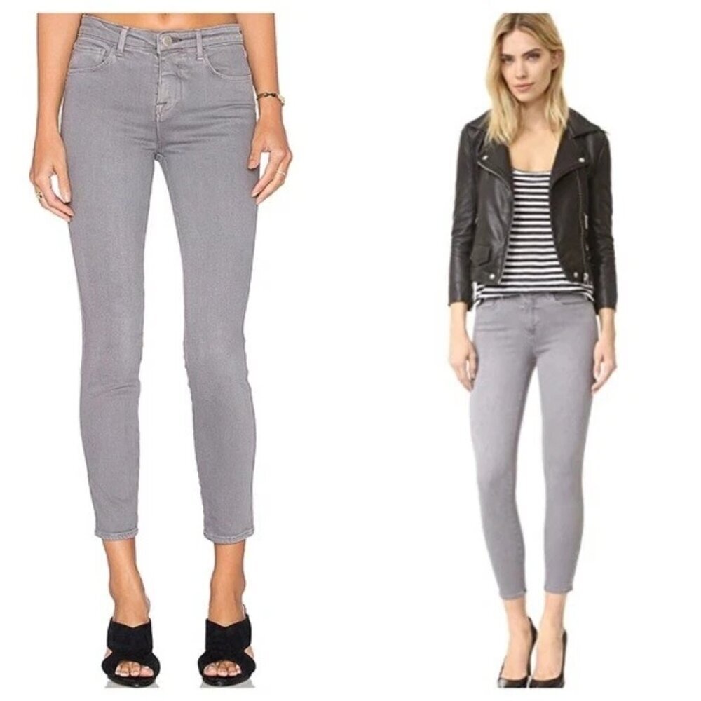 L'AGENCE Margot Gray Cotton Blend Stretch Skinny‎ Cropped Ankle Jeans Size 26